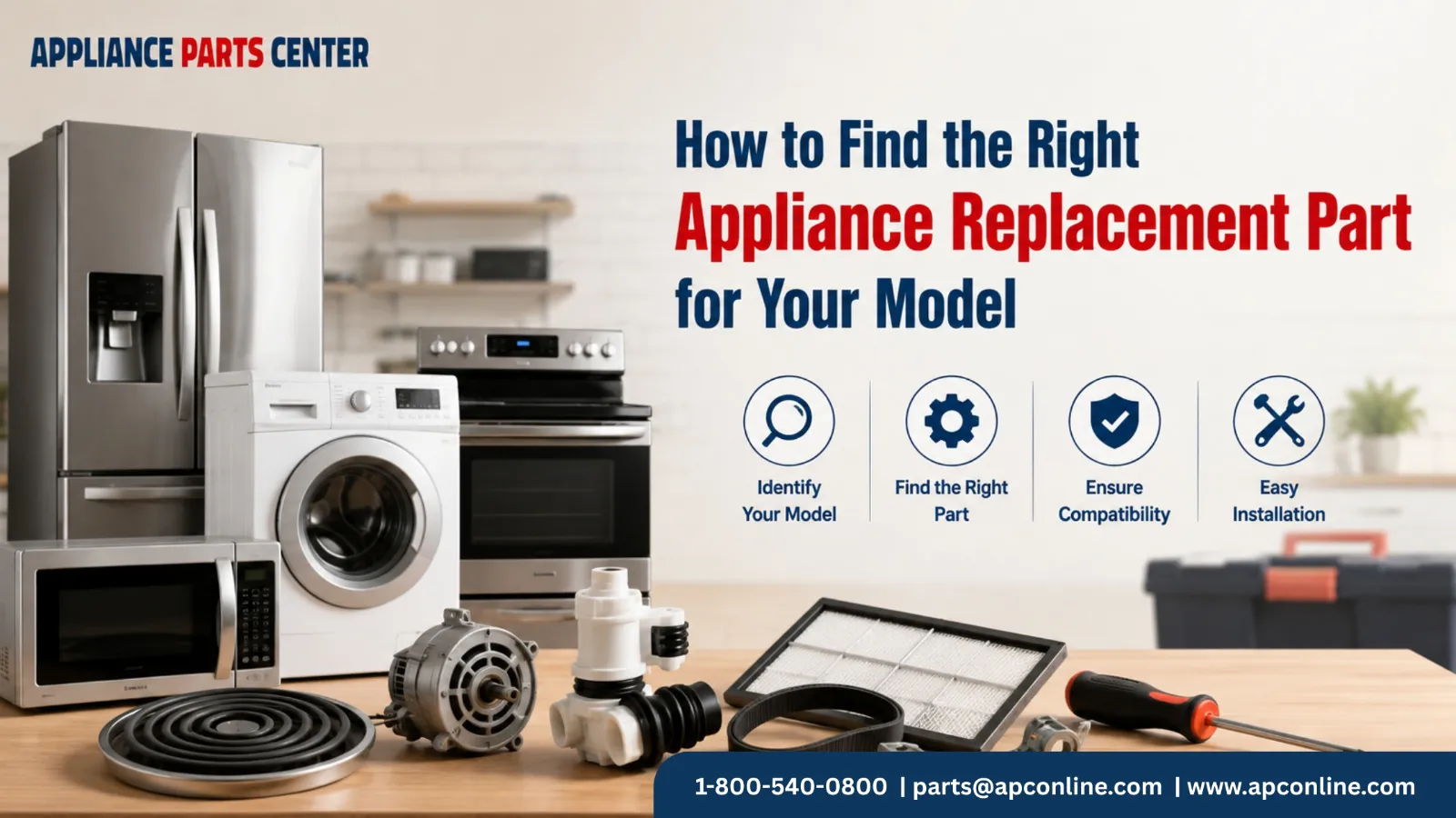 Appliance replacement parts matched to appliance model